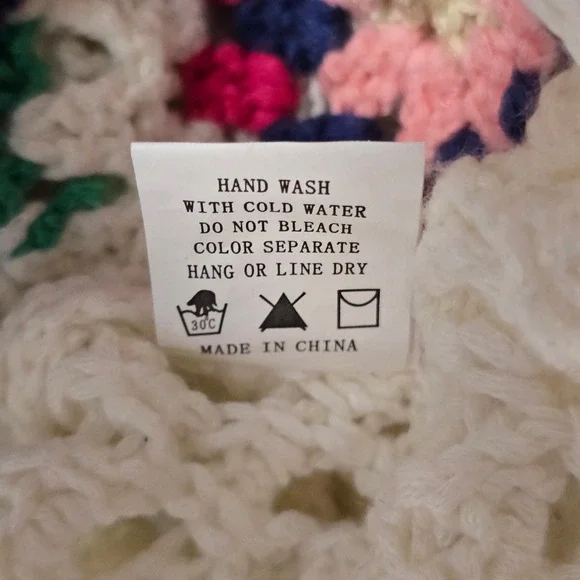 Debut Cream Crochet Granny Square Sweater Long Sleeve Women's Size S - Picture 5 of 9